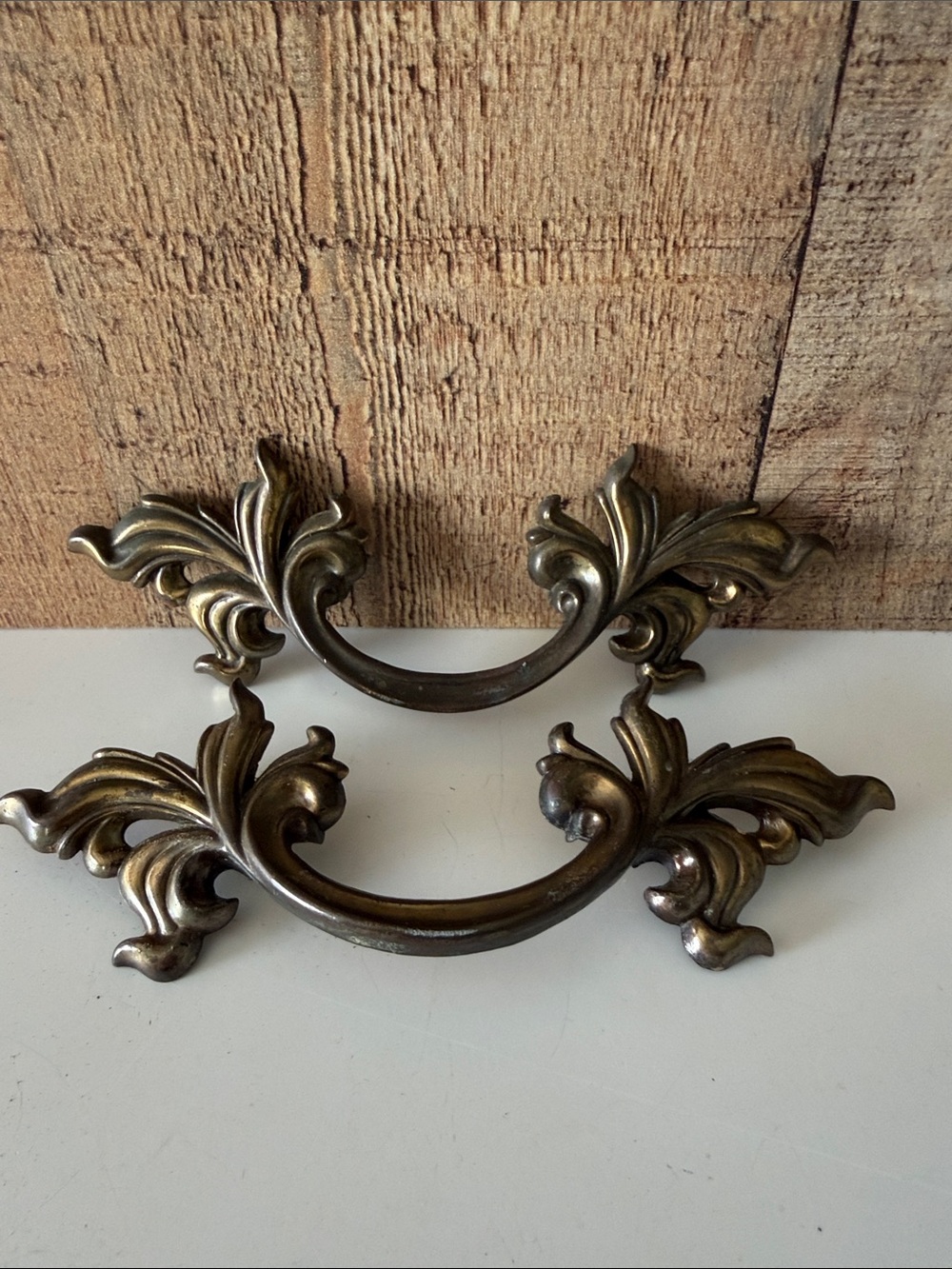 Vintage  Brass Finish French Provincial Ornate Drawer Pulls - Set of 2
